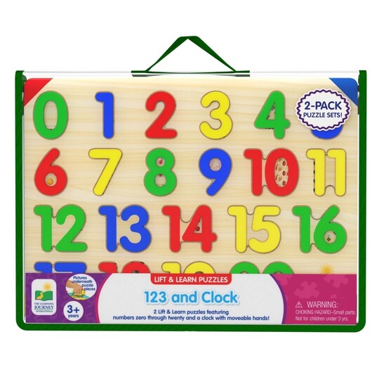 The Learning Journey; The Learning Journey Lift and Learn Puzzles Numbers + Clock 2 Pack; Category:Wood; Image:1